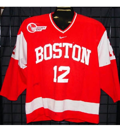 Custom NCAA 2000-01 Boston University Terriers BU 12 Nick Gillis Hockey Jersey Road Red